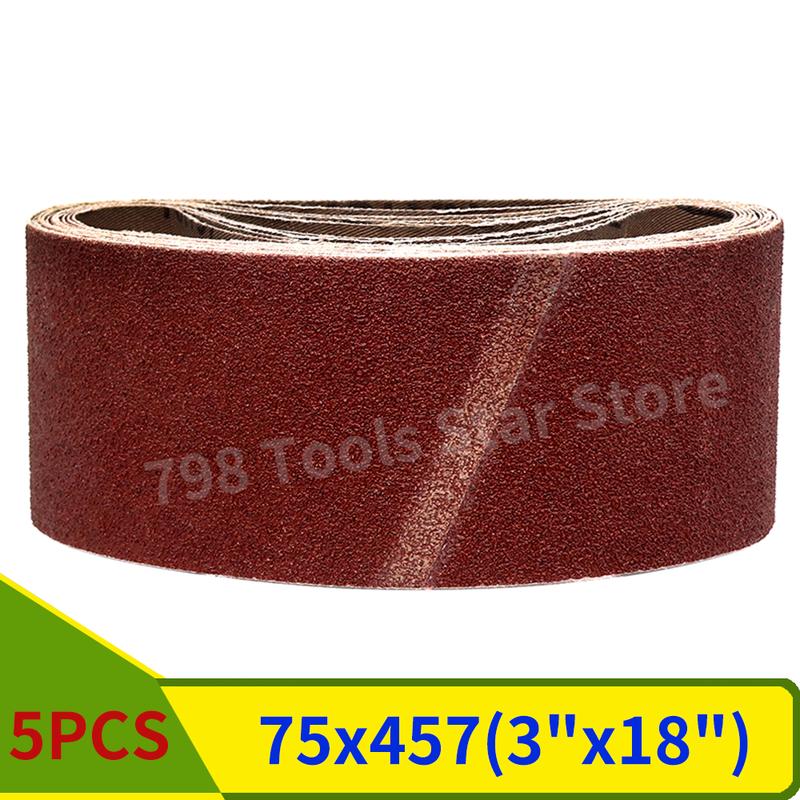 5PCS 457*75mm Sanding Belts 40-1000 Grits Wood Soft Metal Polishing Sandpaper Abrasive Bands For Belt Sander Abrasive Tool