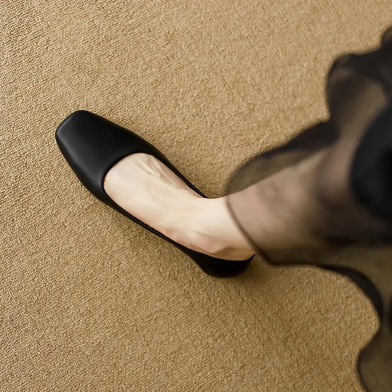 2024 Spring New Flat Loafers, Simple Low-heeled Shoes Office Casual Shoes Slip-on Flat Shoes Women's Square-toed  Zapatos