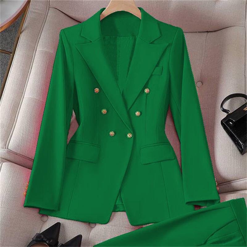 Blazer a tinta unita e a quadri da donna, Giacca da completo in misto cotone poliestere stile urbano, Blazer da pendolare per l'ufficio