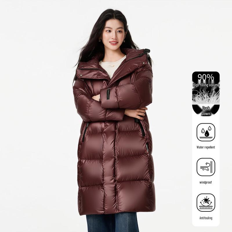 FivePlus Women's 2025 Winter Long Hooded Down Puffer Jacket
