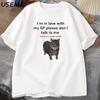 I'm In Love with My GF Funny Cat T-shirts Boyfriends Cotton Loose O-Neck Oversized Tee Men's Short Sleeve T-shirt Couple Tees