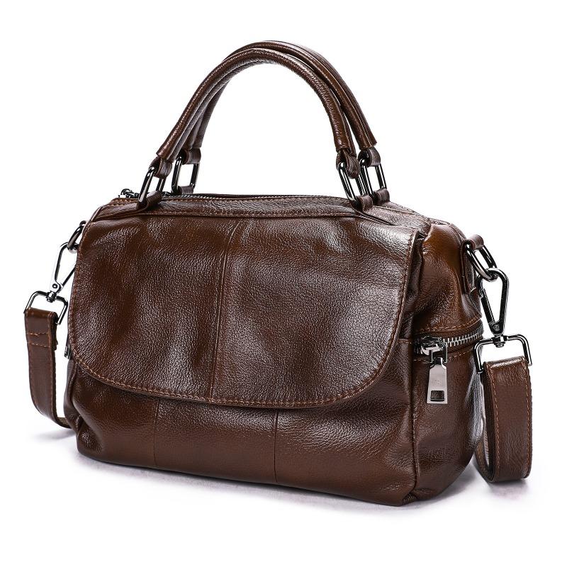 Genuine Leather Women's Bag Large-capacity Top-grain Cowhide Single-shoulder Crossbody Bag Casual Soft Leather Handbag