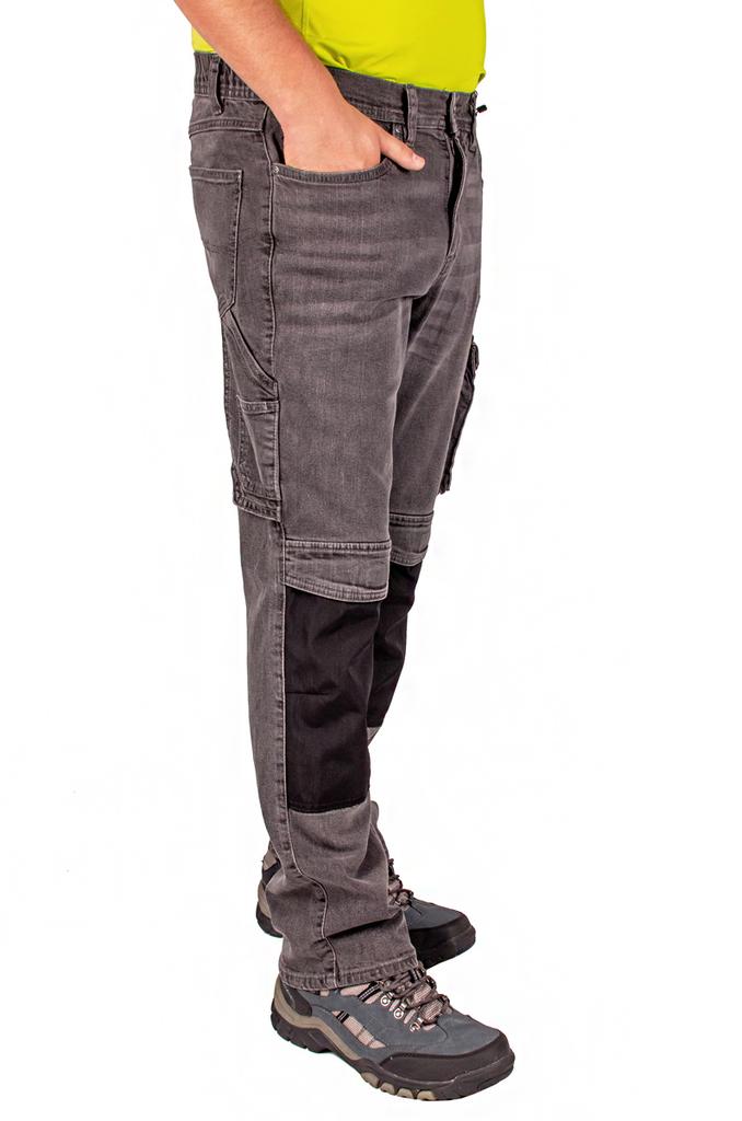 Spodnie Robocze Męskie Elastyczne Jeans Bojówki Wytrzymałe Firi Szare 56