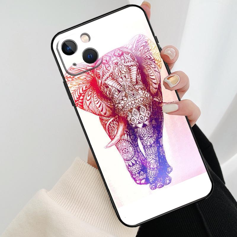 Elephant Floral Tribal Phone Case For iPhone 17 Pro Max 15 14 13 11 12 16 Pro Max mini 15 16 Plus 16e 17 Air Cover