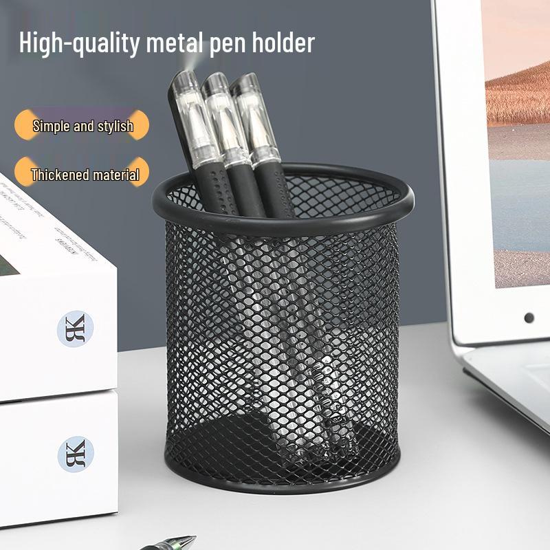 Żelazny ażurowy pojemnik na długopisy - Wielofunkcyjny organizer biurkowy dla studentów i artykułów biurowych