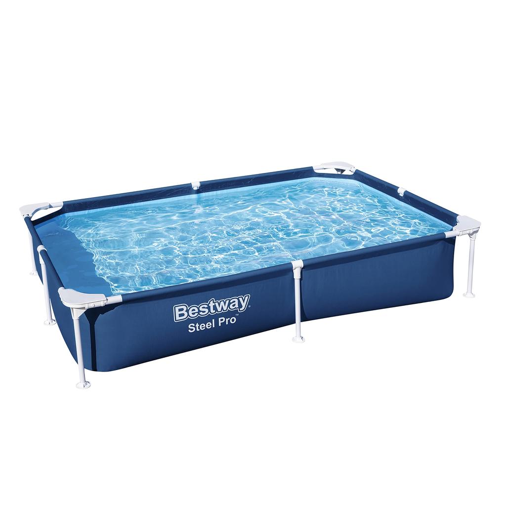 Bestway Steel Pro Rechteckiger Rahmenpool 221×150×43 cm – Dunkelblau (Keine Pumpe enthalten)