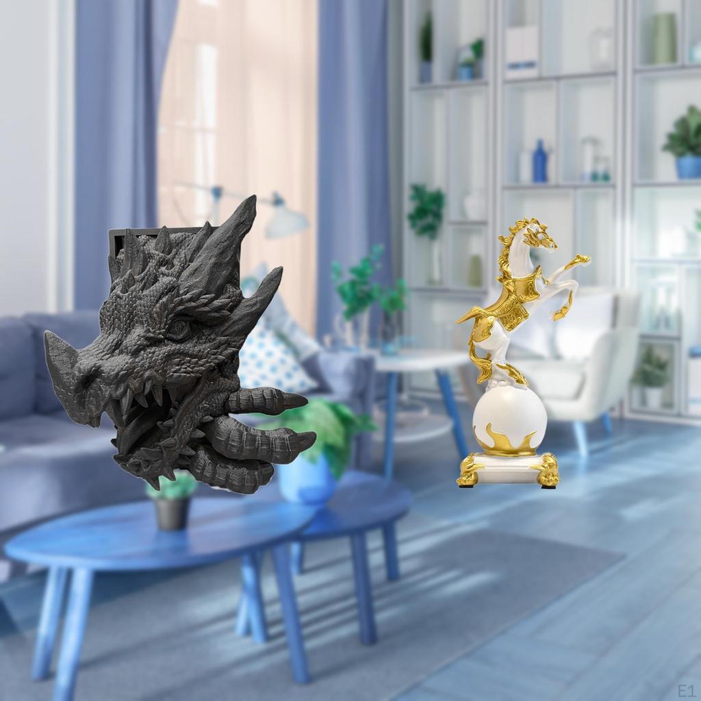 Dragon Bookend Book Support Horse Figurine Modern Statue Animal Sculpture Holder for Bookshelf