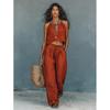 Womens 2-Piece Sleeveless Tank Top Wide-Leg Pants Casual Set Streetwear Outfit