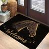 A Golden Horse Patterned Floor Mat with Anti Slip and Suitable for Indoor and Outdoor Use As A Machine Washed Welcome Mats