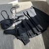 2023 European & American Sexy Mesh Skirt Three-Piece Bikini Set