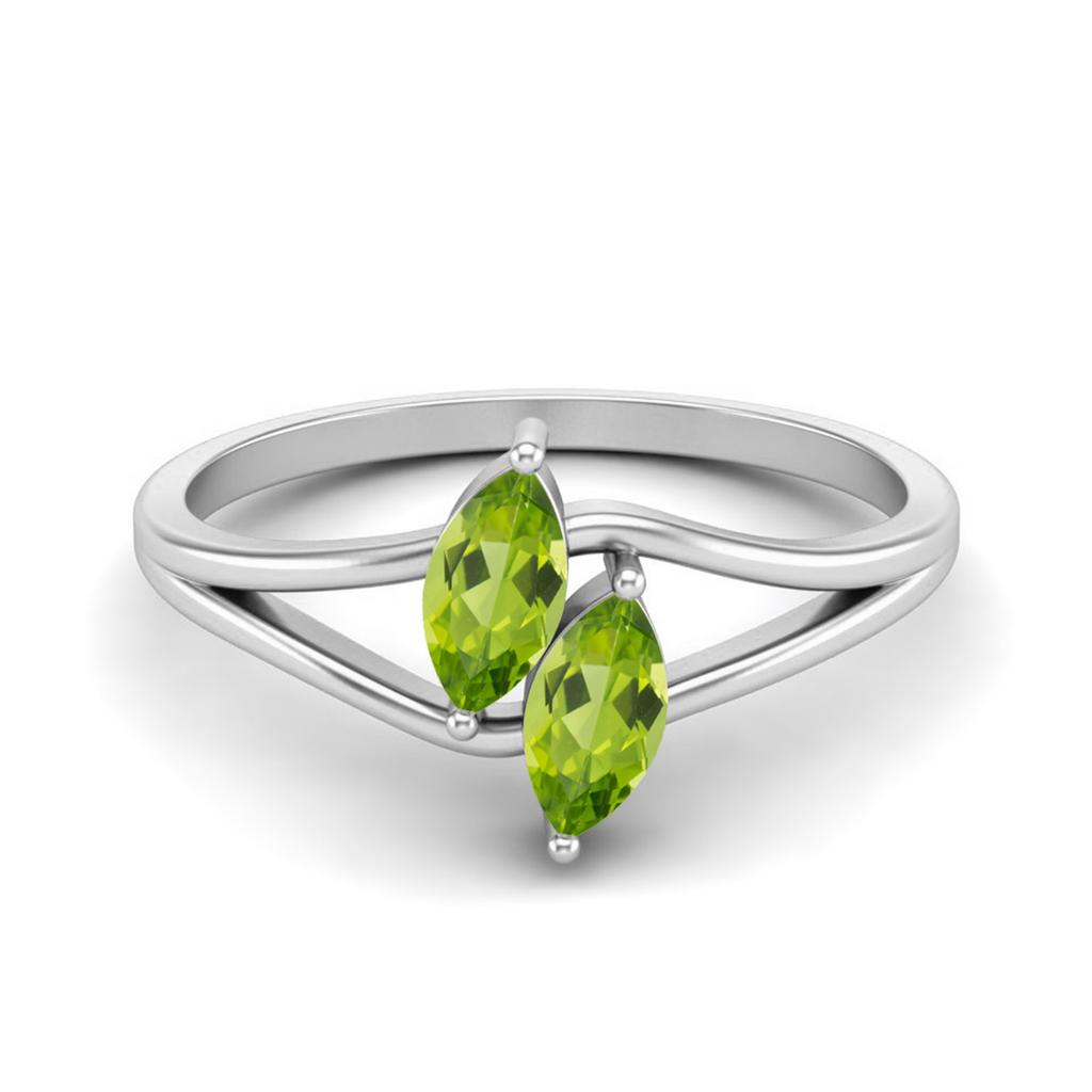 6X3mm Marquise Peridot 925 Sterling Silver Split Shank Women Engagement Ring
