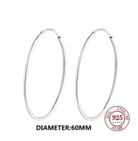 925 Sterling Silver Big Circle Stud Earrings for Women New Fashion Exaggerated Party Jewelry Gifts Prevent Allergy