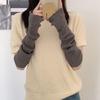 Warm Half Finger Solid Color Female Arm Warmers Long Gloves Wool Sleeve Cuff Knitted Arm Warmers
