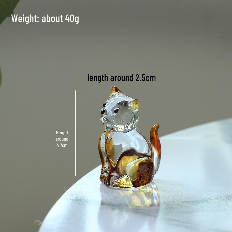 Creative Liuli Zibo Animal Crystal Ornaments: Healing Cat & Dog Glass Handicrafts for Desktop