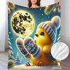 Little Yellow Bird Pattern Flannel Throw Blanket, Soft and Warm, Suitable for Sofa, Home Leisure, Air Conditioning, Nap, Office Bed, Camping and Trave