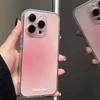 Luxury Gradient Pink Transparent Phone Case For iPhone 11 12 13 14 15 16 Pro Max X XR XS 8 Plus Fashion Shockproof Bumper Cover