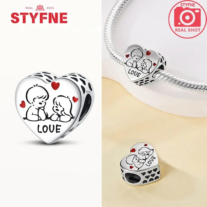 Exquisite Original Couple Love Boy&Girl Dangle Charms Heart Beads Copper Bracelet For Women Diy Jewelry Gift Charms Beads