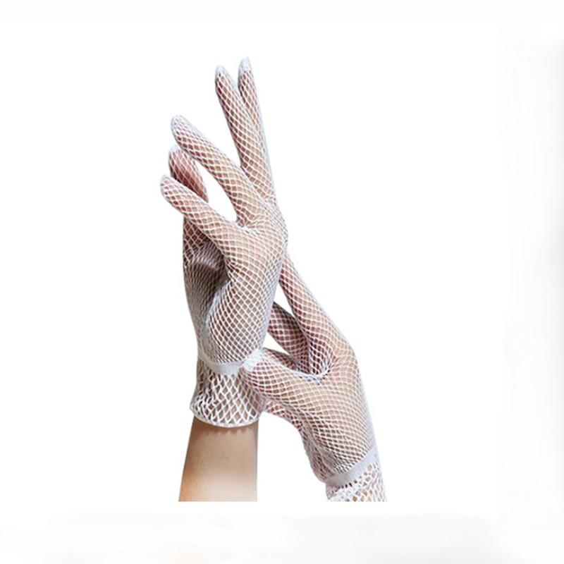 Fashion Fishnet Gloves Women Summer Uv-Proof Driving Glove Mesh Fishnet Gloves Black White Nylon Solid Color Glove