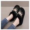 Womens Embroidered Fleece Lined Warm Ethnic Style Casual Flat Cloth Shoes