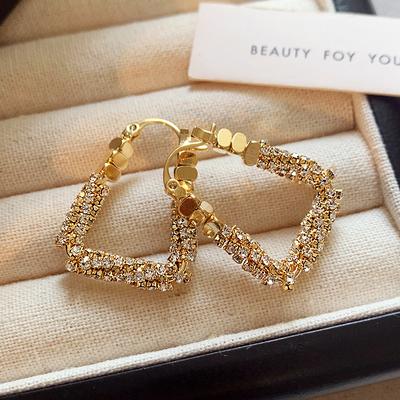 Geometric Irregular Micro Set Zircon Metal Earrings Luxury Ear Accessories For Women In Fashion Jewelry Wedding Gifts