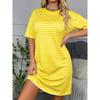Ladies 3D Colorful Stripe Print Mini Dress Summer Casual Round Neck Short Sleeve Women's Clothing Fashionable Casual Dress