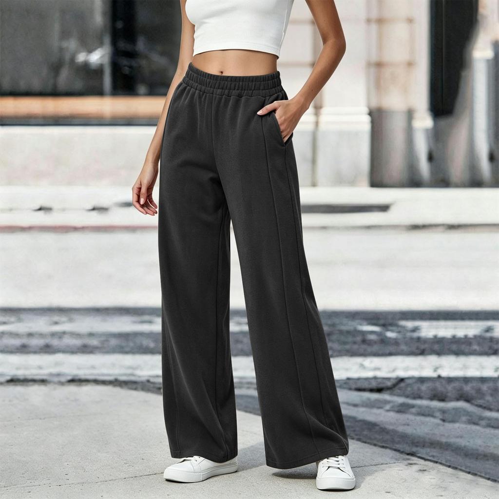 Women's Casual Retro Corduroy Wide Leg Pants with Pockets