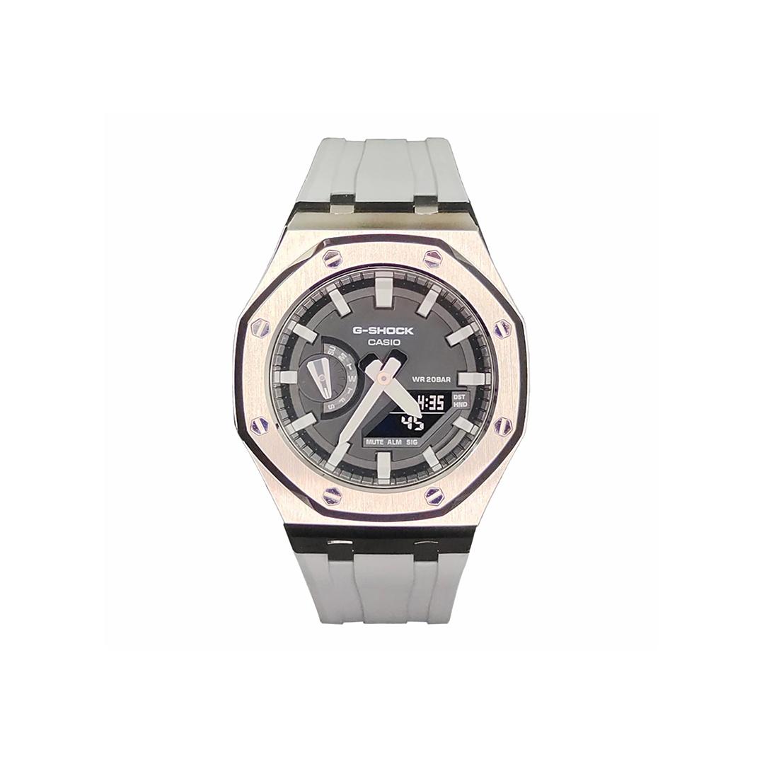 

CASIO Men Liquid Crystal,Analog Dual Display Series 44mm Black Watch GA-2100-1A(Watch3--) Regular Watch Box