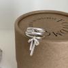 Retro Silver Bow Love Flower Pearl Open Ring Simple Index Finger Ring Versatile Jewelry Women