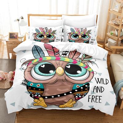 Cartoon Cute Animal 3D Digital Printing Three-Piece Set, Bedding