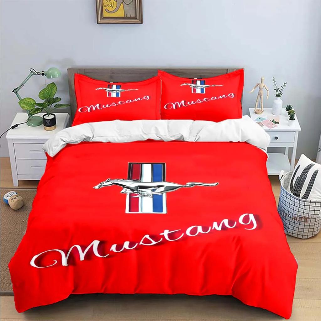 Fashion Exquisite M-Mustang Print Bedding Sets Exquisite Bed Supplies Set Duvet Cover Bed Comforter Set Bedding Set Luxury  Gift
