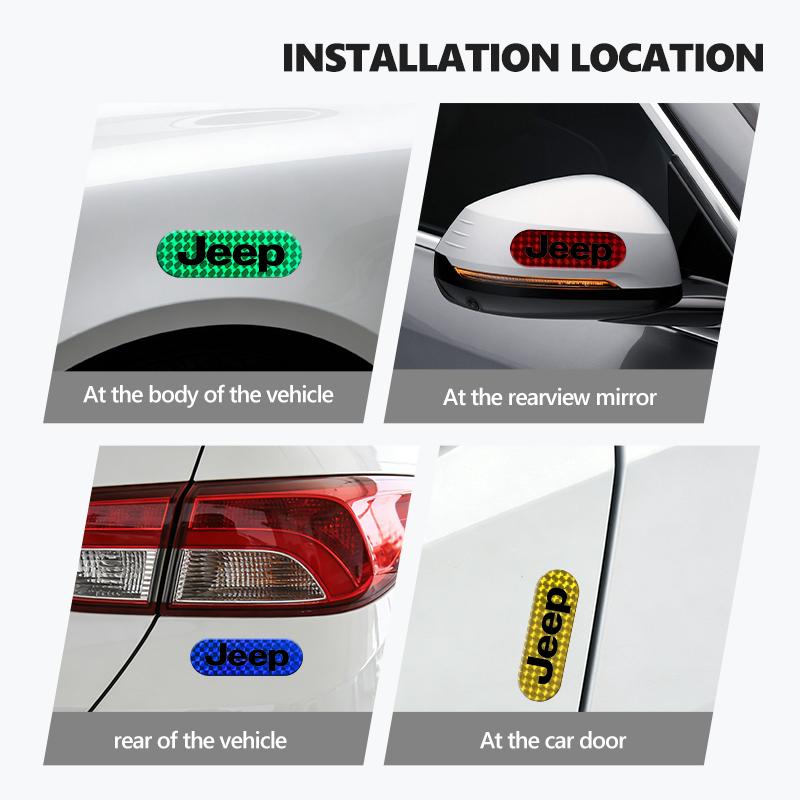 For Jeep Car Door Protection Reflective Car stickers Styling Cherokee Patriot Liberty Wrangler JK JL Commander AKN1