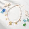 Elegant Imitation Pearl Chain Necklace for Women Boho Metal Shell Starfish Conch Pendant Necklace Exquisite Summer Jewelry