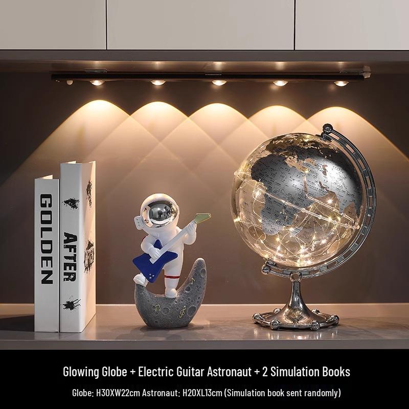 Astronaut Boy Globe Ornament: Luxurious Birthday Gift & Decorative Piece for Living Room or Wine Cabinet.