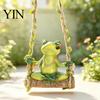 Small Hanging Figurine for Trees Swing Frog Garden Statue, Resin Meditating Ornament, Waterproof Outdoor Cute Decor Yard, Patio, Balcony, Porch,