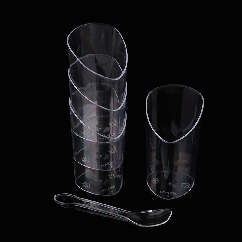 10Pcs 80ml Plastic Pudding Cups With 10 Spoons Ice-Cream Mousse Dessert Picnic Party Packing Dessert Cups Christmas Supplies New