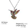 Hummingbird Flower Pendant Necklaces for Women Girls Stainless Steel Bird Neck Chain Jewelry Wholesale Valentine's Day Gift