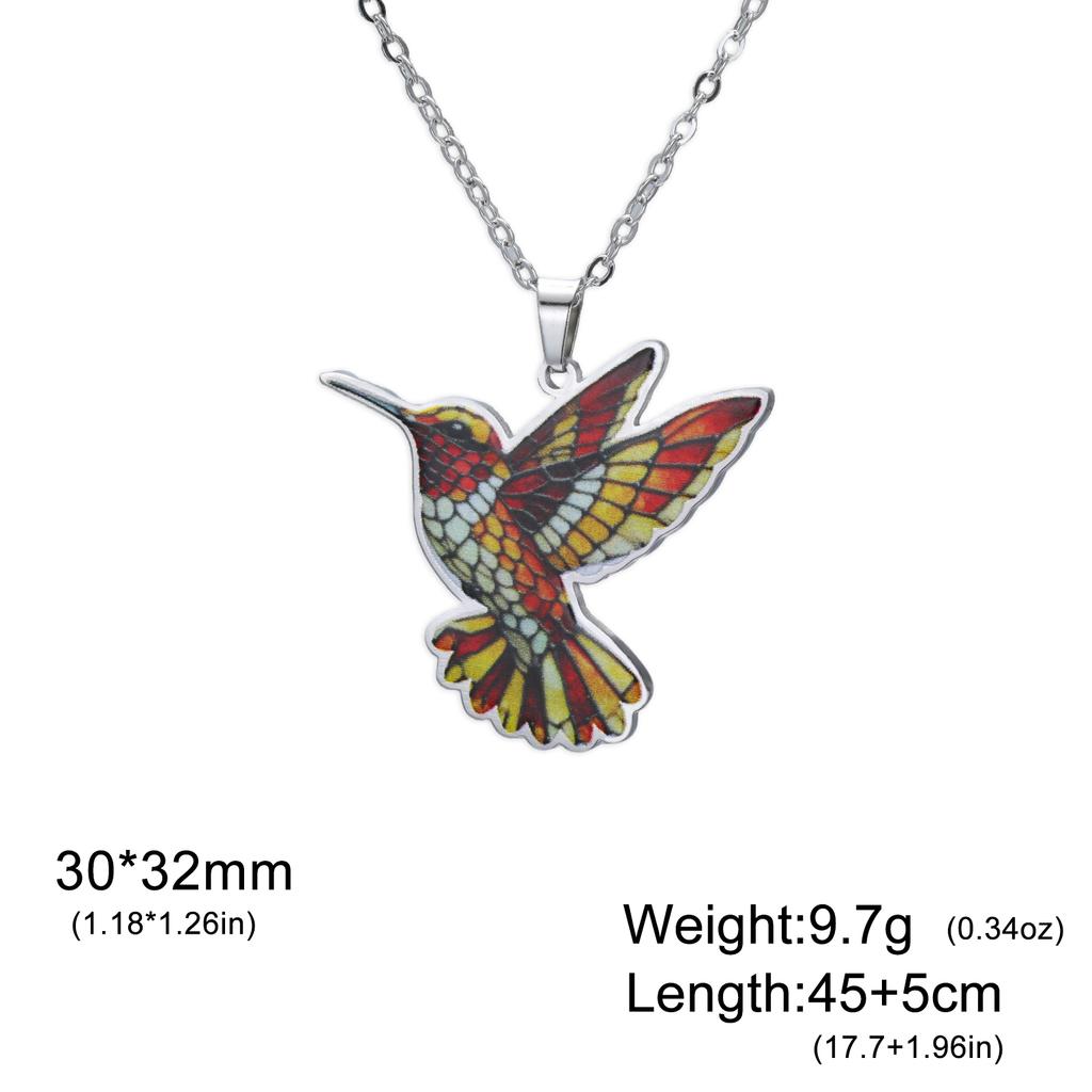 Hummingbird Flower Pendant Necklaces for Women Girls Stainless Steel Bird Neck Chain Jewelry Wholesale Valentine's Day Gift