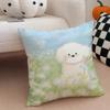 Warm Healing Iittle Fresh Cartoon Animal Cushion Cover Linen Pillow Case Soft Breathable Protective Couch Room Decoration