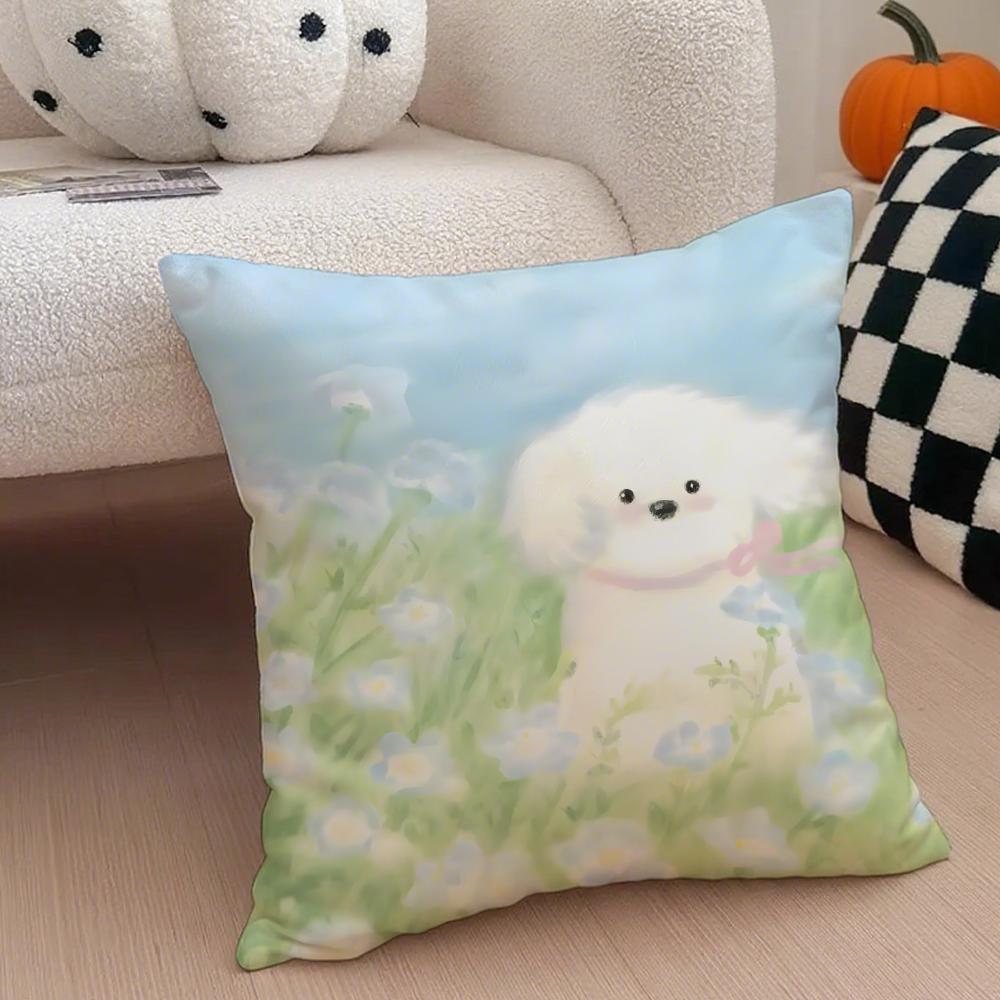 Warm Healing Iittle Fresh Cartoon Animal Cushion Cover Linen Pillow Case Soft Breathable Protective Couch Room Decoration
