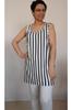 Women's Style Big Size T-Shirt White Navy Blue Striped Thick Strap Combed Cotton Viscose T-Shirt