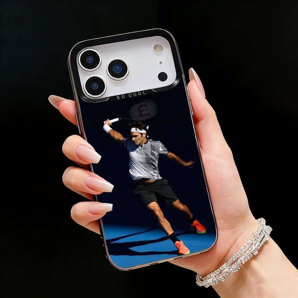 R-Роджер Федерер Король Тенниса Чехол для Телефона Для iPhone17, 16,15,14,13,12 Pro Max Черный Конфетный Матовый Ударопрочный Чехол iPhone15promax