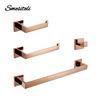 Rose Gold Bathroom Accessories Set Wall Mount Shelf Toilet Bath Hardware Paper Holder Towel Bar Rack Rail Rod Robe Hook Hanger