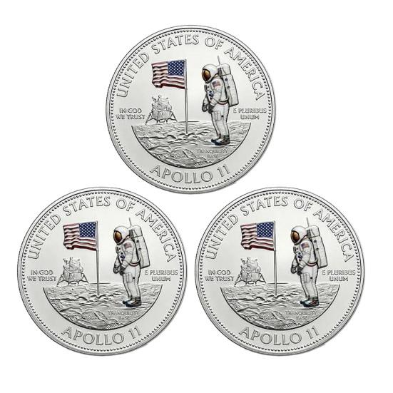 

Пам ятна монета Artemis II Двостороння монета-виклик астронавта США. Місячна посадка Космічні дослідження Сувенір Патріотичні подарунки для любителів астрономії 3pcs