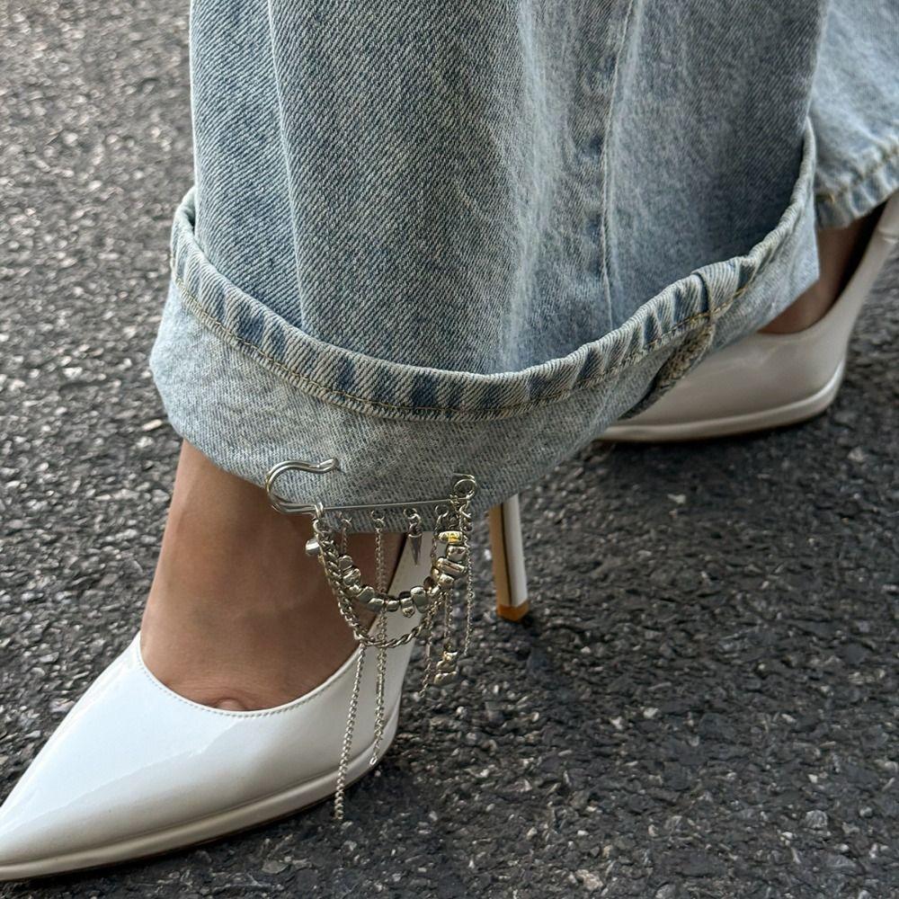 Irregular Pants Chain Pin Handmade Tassel Pendant Brooch Chain Tassel Brooch  Clothing Accessories