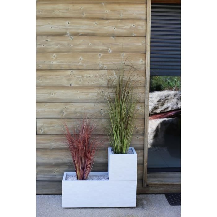 Planter Box - EDA - Graphite Up - 57 L - Indoor/ Outdoor - Graphic Decor - 79.5 X 29.5 X H. 29,5 Cm - Limed White
