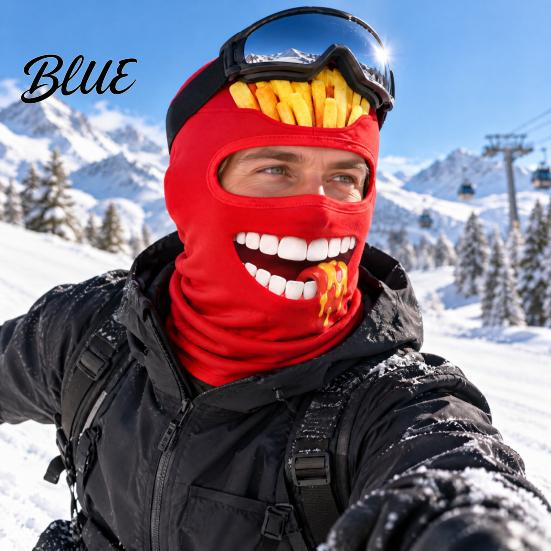Cold Weather Face Mask Hamburger Print Skii for Winter French Fries Chicken Fastfood Cycling Guard Pattern Neck Gaiter Balaclava Velvet Full