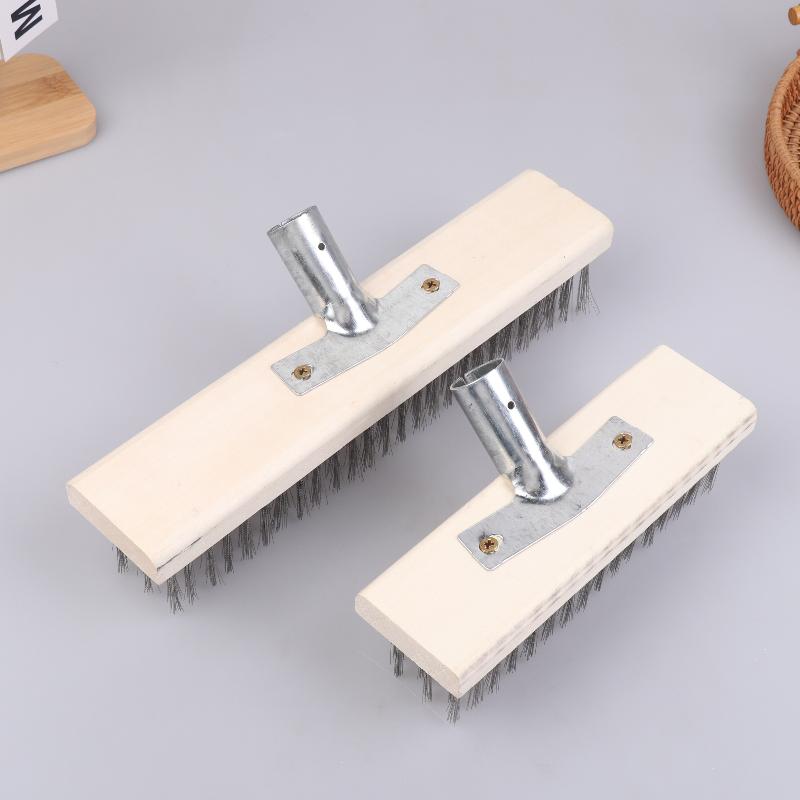 Multipurpose Steel Wire Deck Brush Head 20Cm 30Cm 50Cm Heavy Duty Metallic Wire Brush For Patios Grime And Garage Floor