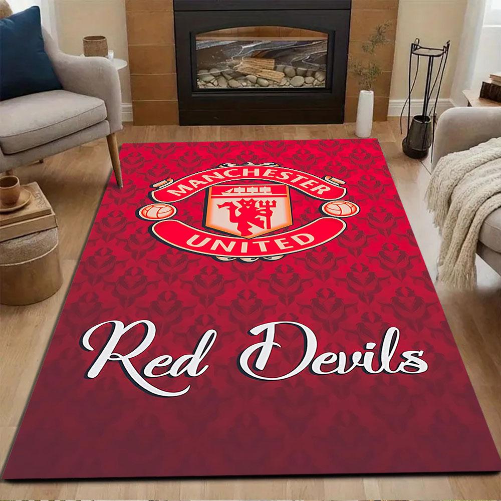 Manchester United Emblem Patterned carpet, non slip mat suitable for living room and bedroom sofas