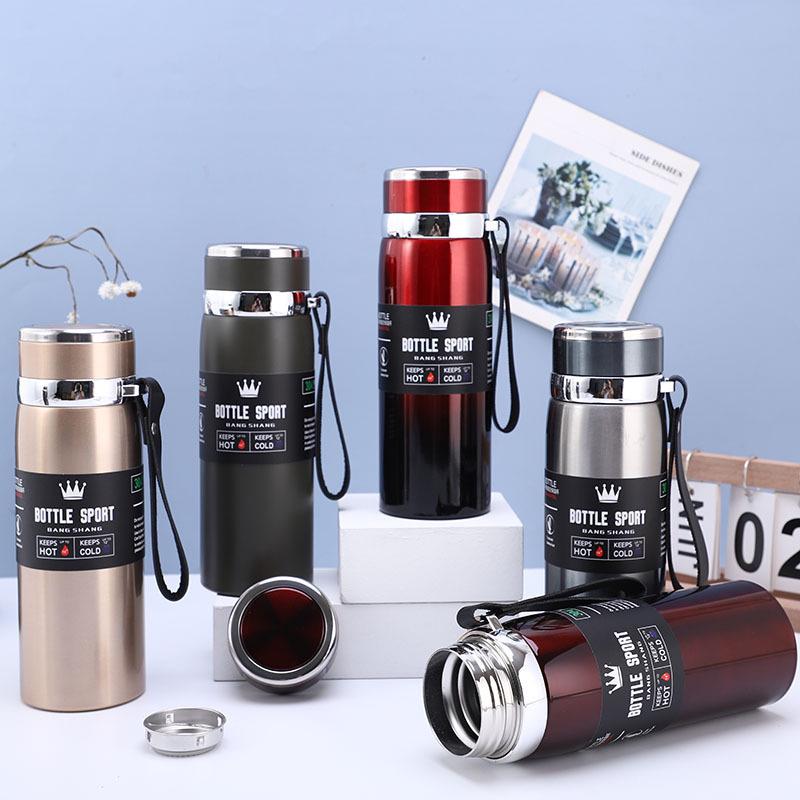 316 Stainless Steel Insulated Sports Water Bottle with Lanyard - Large Capacity