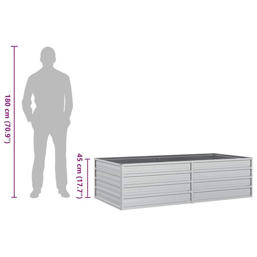 Raised Garden Bed 160x80x45 Cm Galvanized Steel Silver